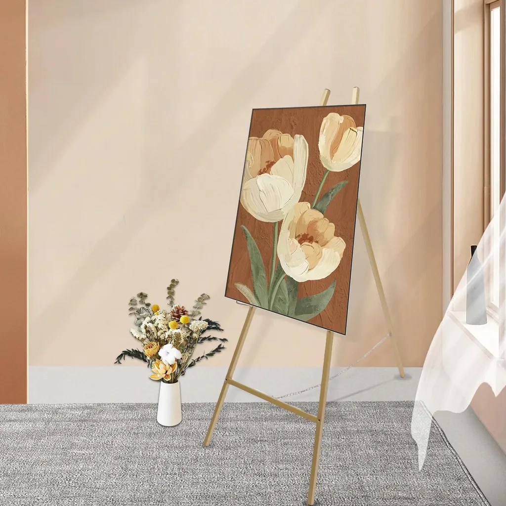 Support plan de table mariage lot de 2 chevalets dorés pliables taille S - 11