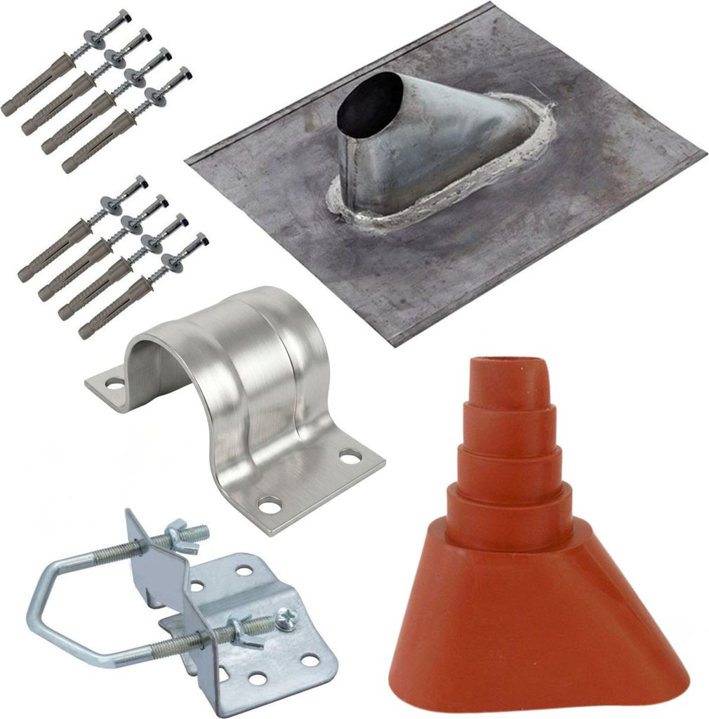 PremiumX SAT Dachmontage Set Bleipfanne Mastschelle Mastfuß Manschette Schrauben