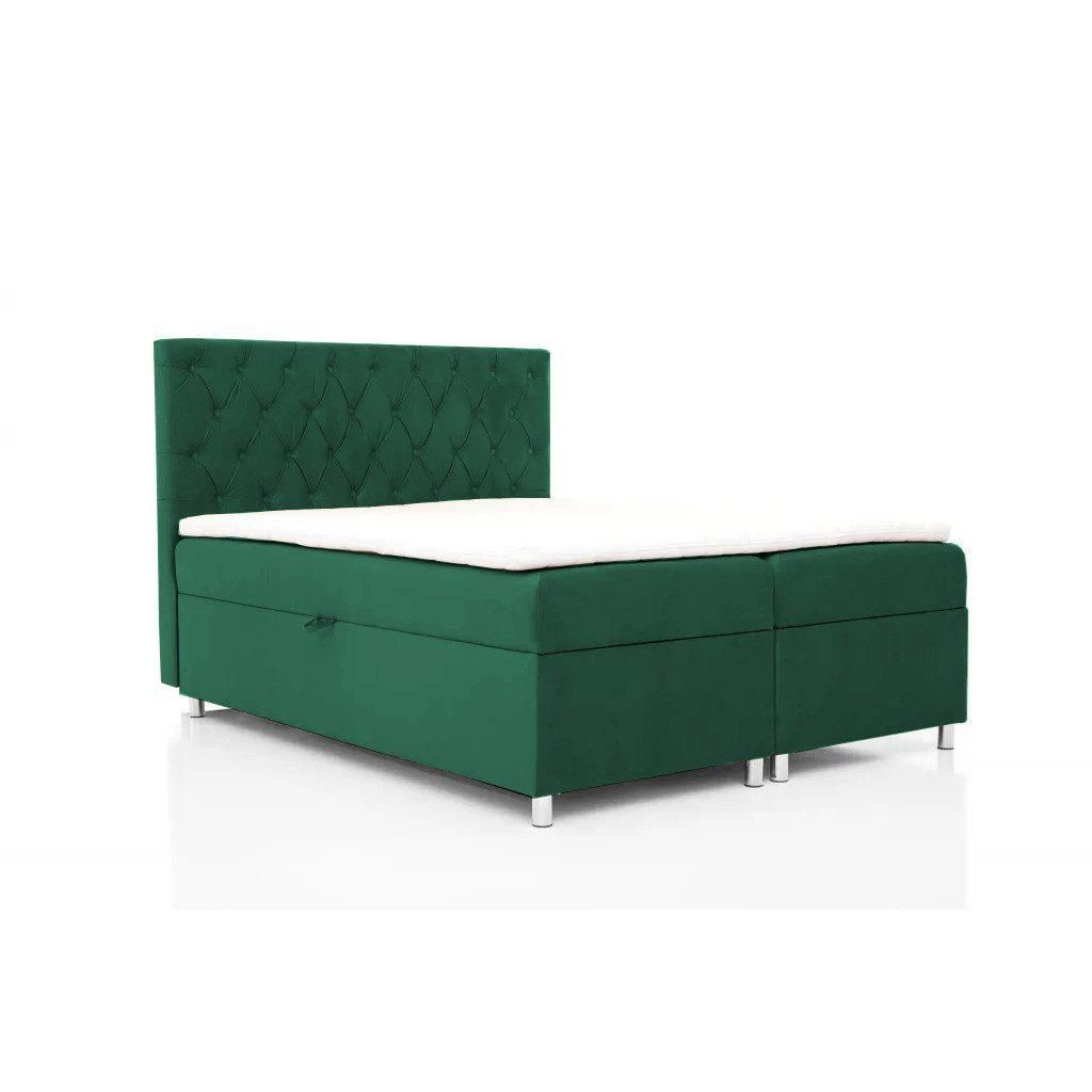 Bett QUEEN, GRÜN, 140 cm, ELEGANTE STILVOLLE STEPPUNG