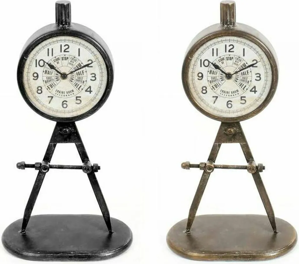 Horloge à Poser Design Chic en Métal Doré et Noir pour Décoration Salon