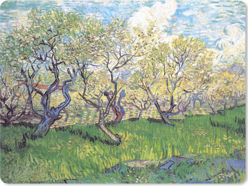 MuchoWow Mauspad Mousepad Obstgarten mit blühenden Pflaumen - Vincent van Gogh 23x19 cm - Mousepads - Maus Mat - Pad - Mausunterlage - Schreibti...