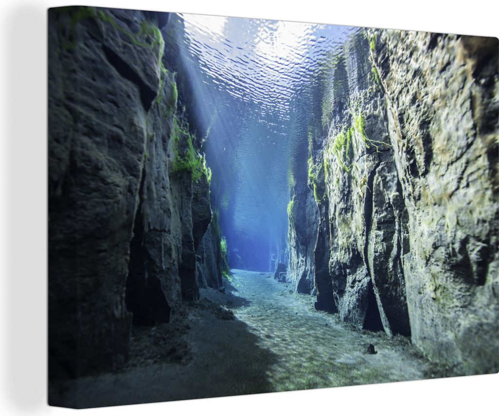 OneMillionCanvasses - Leinwandbilder - 150x100 cm, Felsen unter Wasser, Wandbilder Kunstdruck Wanddekoration