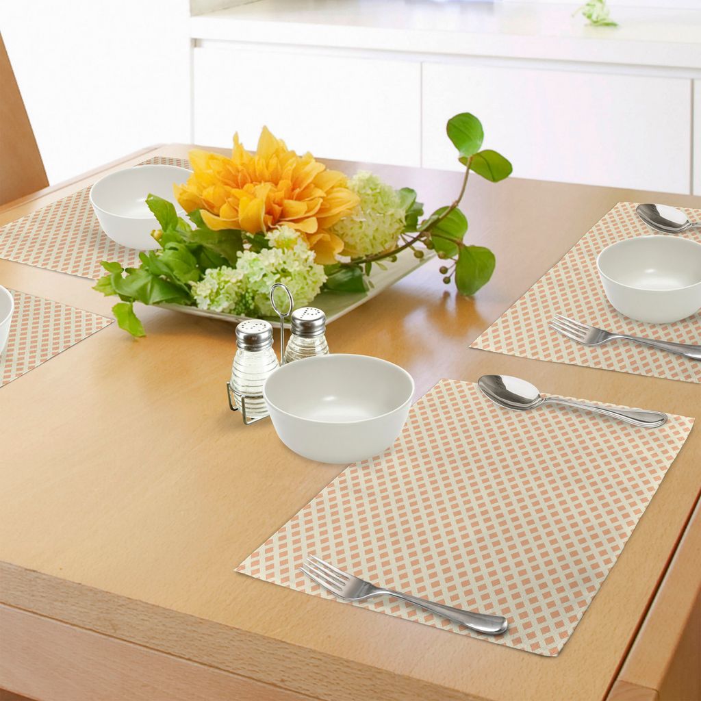 ABAKUHAUS Geometrisch Platzmatten, Diagonales kubisches Diamond Line-Muster auf orange Hintergrund-Fliesen-Muster-Bild, Tiscjdeco aus Farbfesten St...