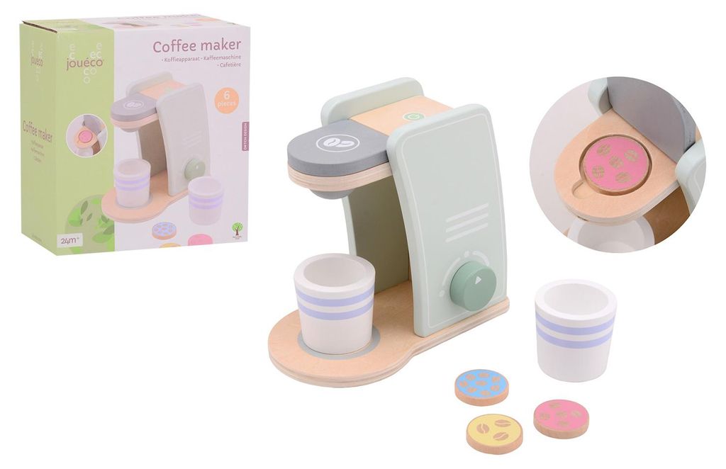 Jouéco Holz Kaffeeautomat Spielzeug Barista Set für Kinder Produktbild 