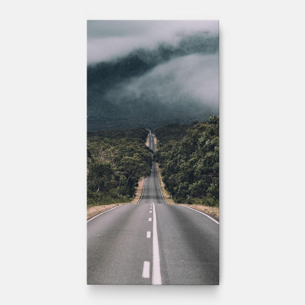 ARTHUB Leinwandbild 50x100 cm, Forest Driving Road | Wohnzimmerdekoration, Hängende Bilder, Wanddekoration, Heimdekoration, Landschaften, Wälder
