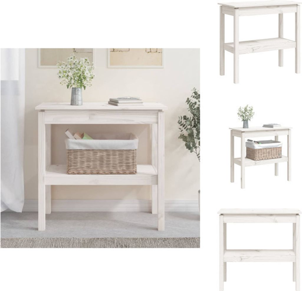 vidaXL Konzolový stolek bílý 80x40x75 cm z masivního Obrázek produktu 