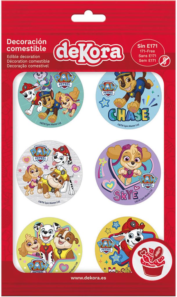 6 Stück Tortendekorationen Paw Patrol 5,8cm Produktbild 1