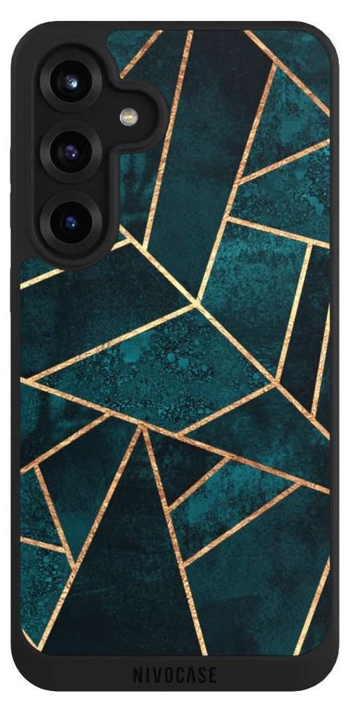NIVOCASE Handyhülle für Samsung Galaxy S25+ Hülle NIVOpure Case Schwarz Elisabeth Fredriksson Gold & Kupfer Stein