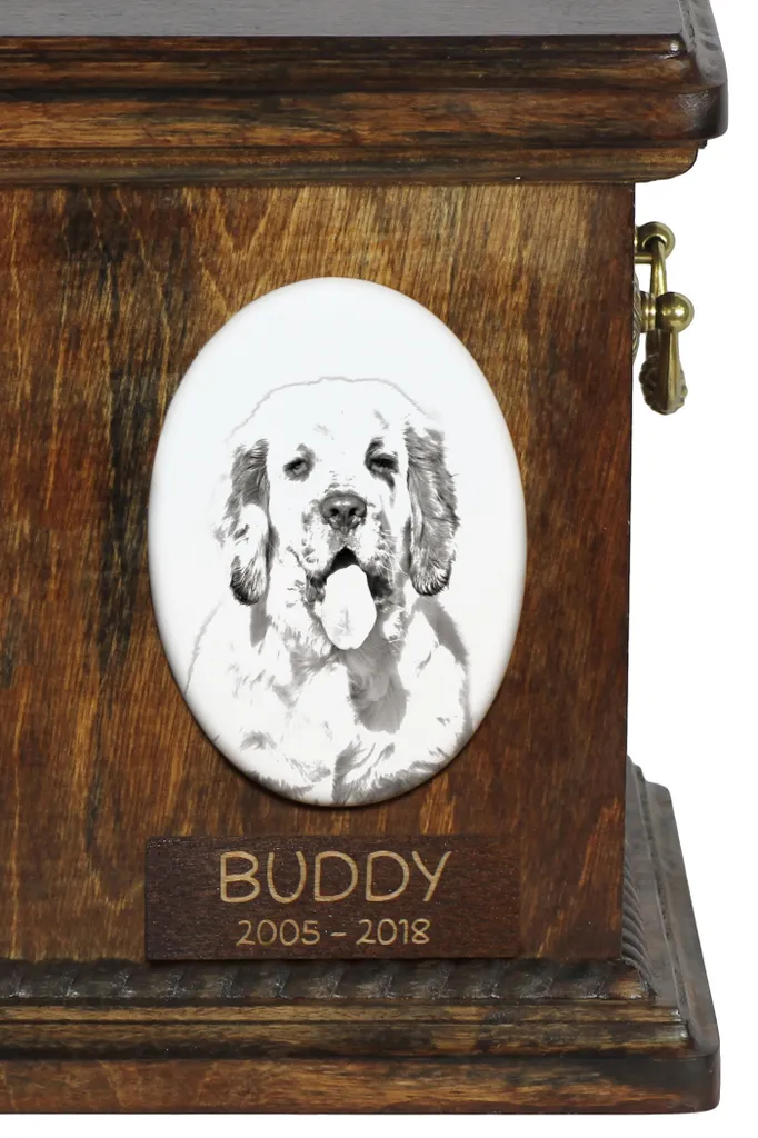 Targa Commemorativa Clumber Spaniel Art-Dog | Lapide Ceramica Ovale - 5
