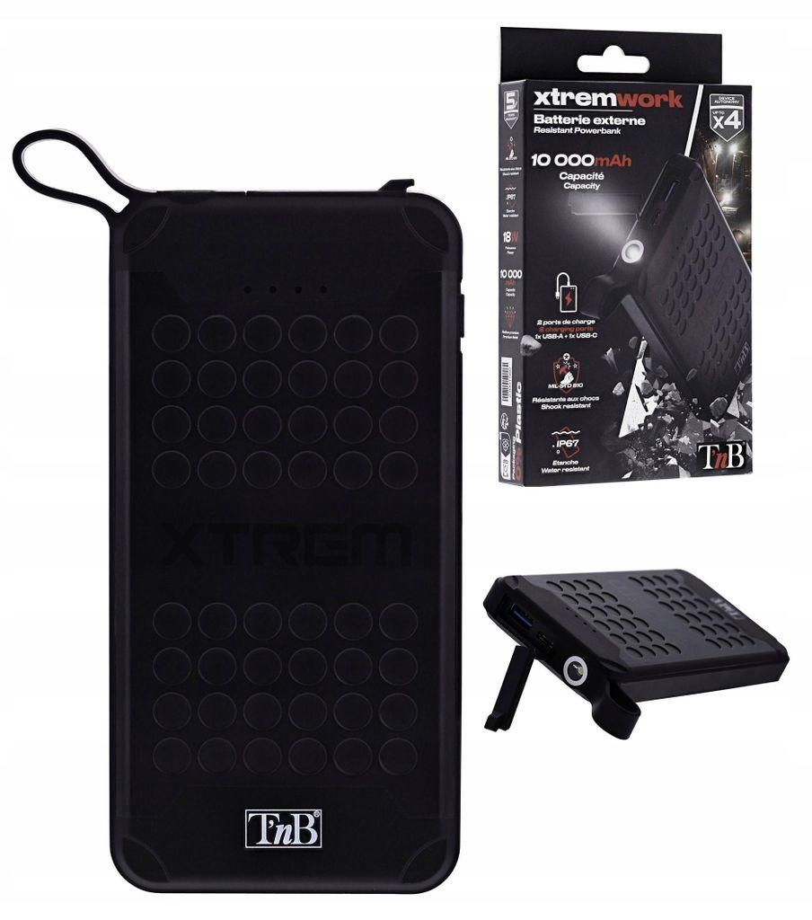 Batterie externe robuste T'nB Xtremwork 10 000 mAh, 10 W, Image du produit 