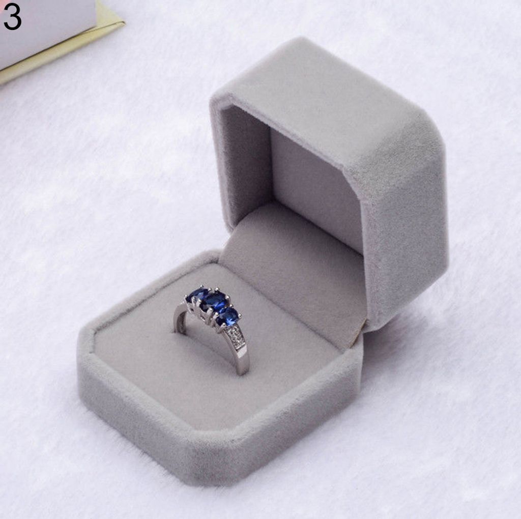 Samt-Verlobungs-/Hochzeits-Ohrring-Anhänger-Schmuck-Display-Box-Geschenketui-Grau