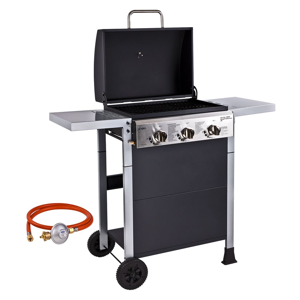 Gasgrill Gas Grill Grillwagen Barbecue BBQ 3 Flammen 8,1 kW 107x52x103 cm