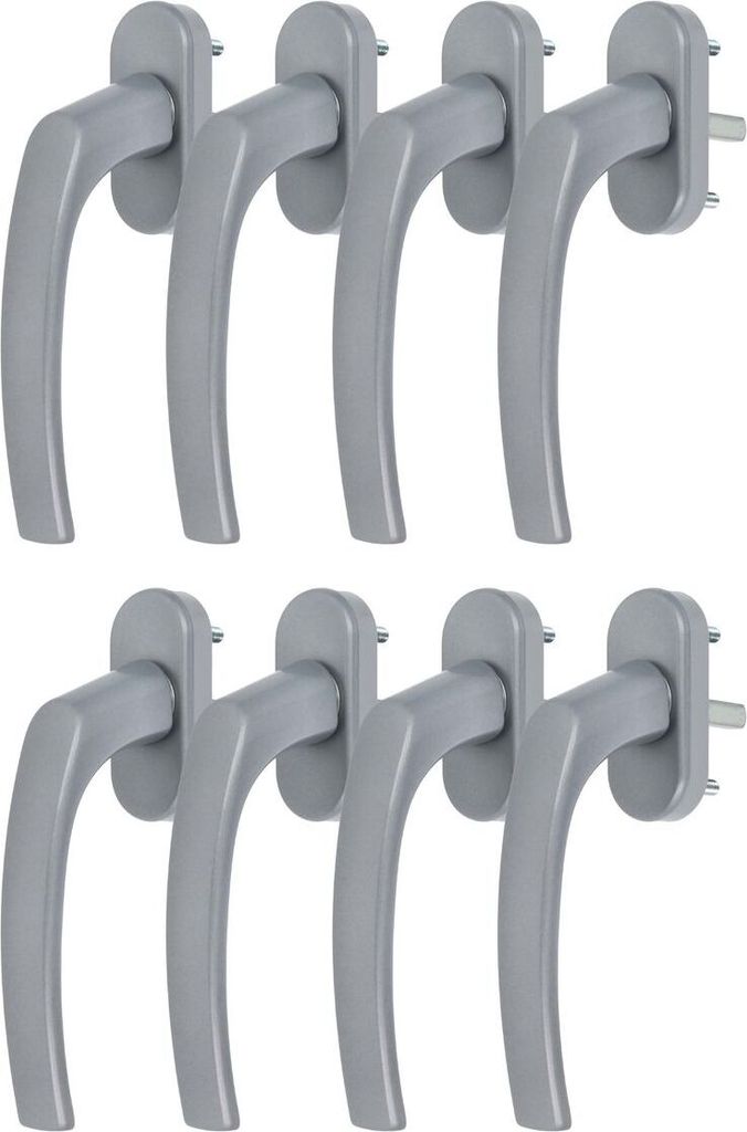 8 x Alu Fenstergriff in Silber F1 - Stiftlänge 35mm