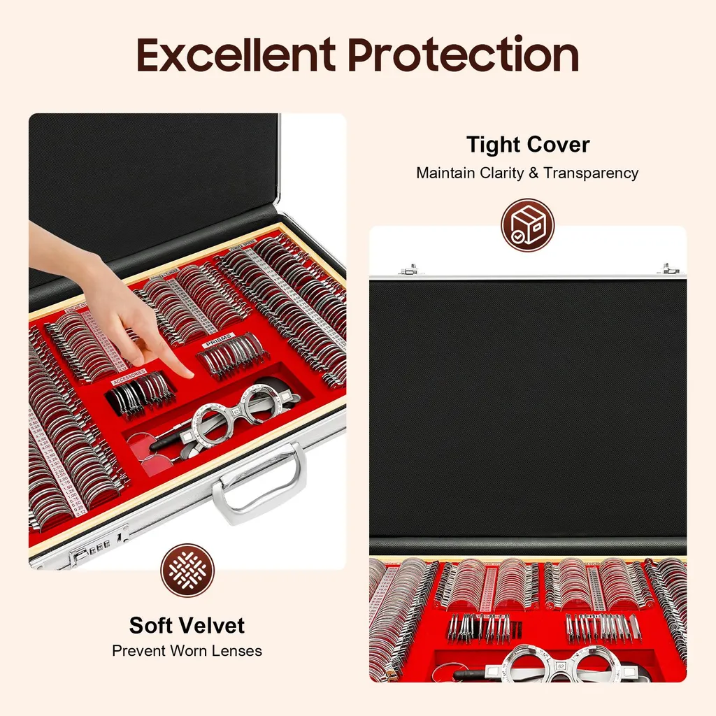 Kit de lentilles de test optométrique 266 pièces avec coffret rouge - 4