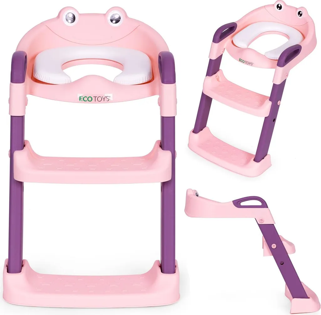 Sedile WC per bambini con gradini e scaletta, rosa, ECOTOYS
