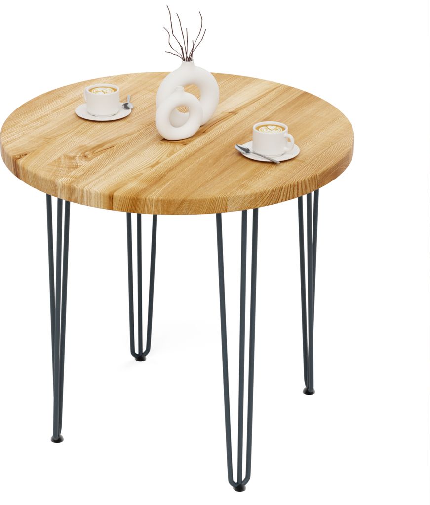 LAMO Manufaktur Tisch rund 80 cm | Holztisch rund, Esstisch für 2 Personen | Runder Tisch für Küche, Esszimmer | Stärke: 40mm, Farbe: Rustikal,...