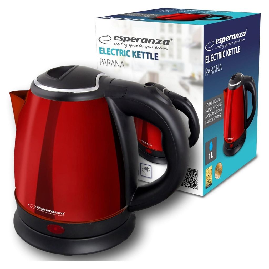 Esperanza EKK128R Wasserkocher Parana 1 L Schwarz  Rot 1350 Produktbild 