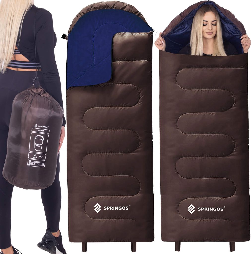 Springos® Schlafsack mit Kapuze Camping-Schlafsack Produktbild 