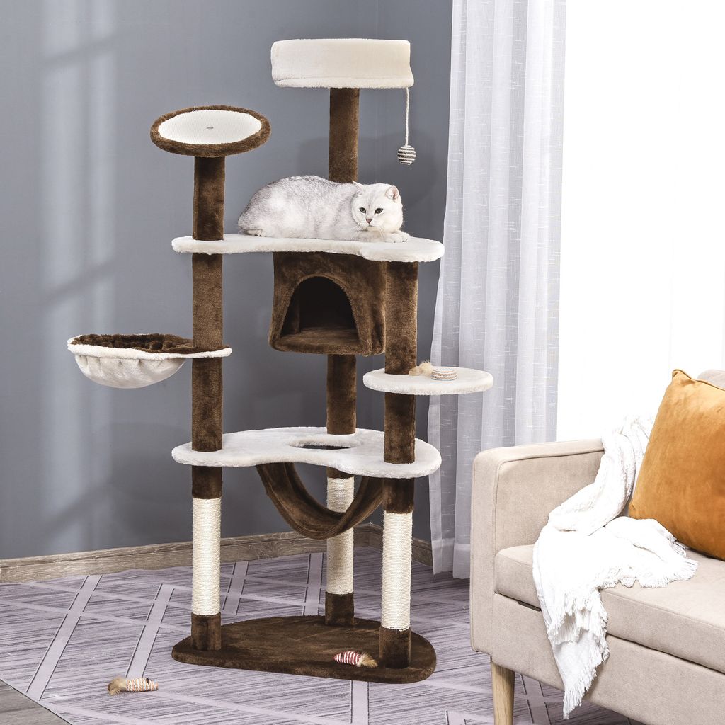 PawHut Kratzbaum mit Katzenhöhle Hängematte XXL Katzenbaum Produktbild 2