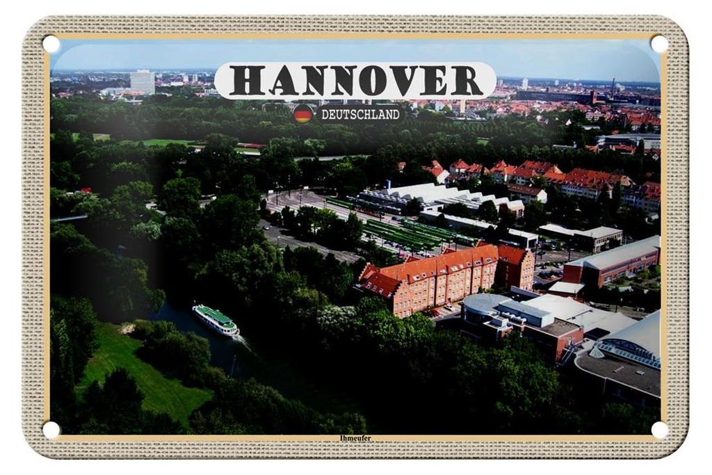 Blechschild Städte Hannover Blick auf Ihmeufer 18x12cm Dekoration