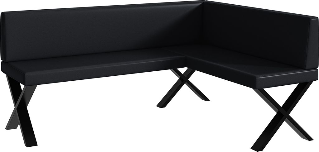 MEBLINI Eckbank für Esszimmer - Küchenbank - Essecke - Sitzecke Küche - TONI - X-Beine 128x168x87cm Rechts - Schwarz Kunstleder