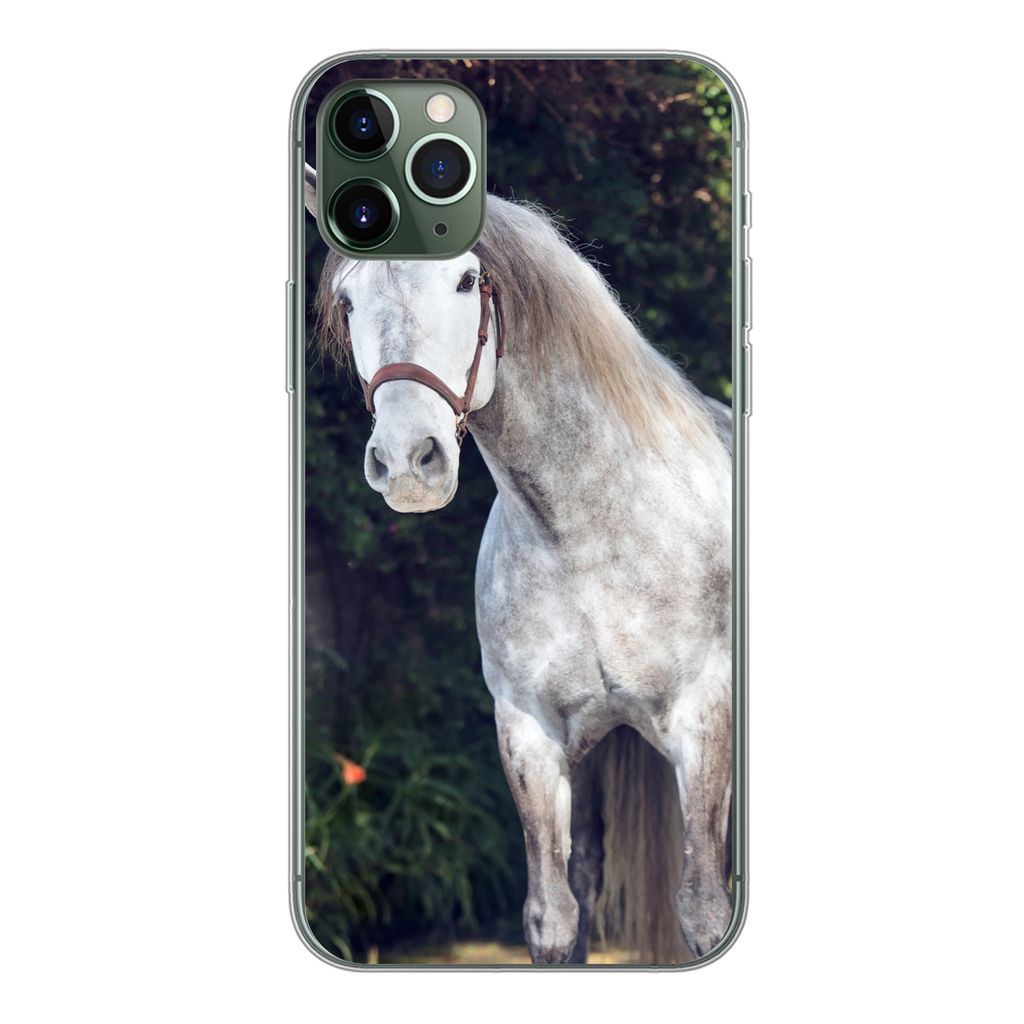 MuchoWow Handyhülle Schutzhülle Hülle für iPhone 11 Pro Max Pferd - Halfter - Natur Silikon Softcase Handy Hülle - Schutz