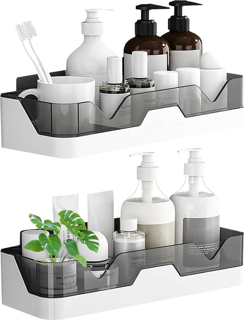 2 STÜCKE Duschablage ohne Bohren, Set mit 2 STÜCKE Badregal ohne bohren, Duschablage für Badezimmer/Küche/Schlafzimmer, 2 STÜCKe Badezimmerregal