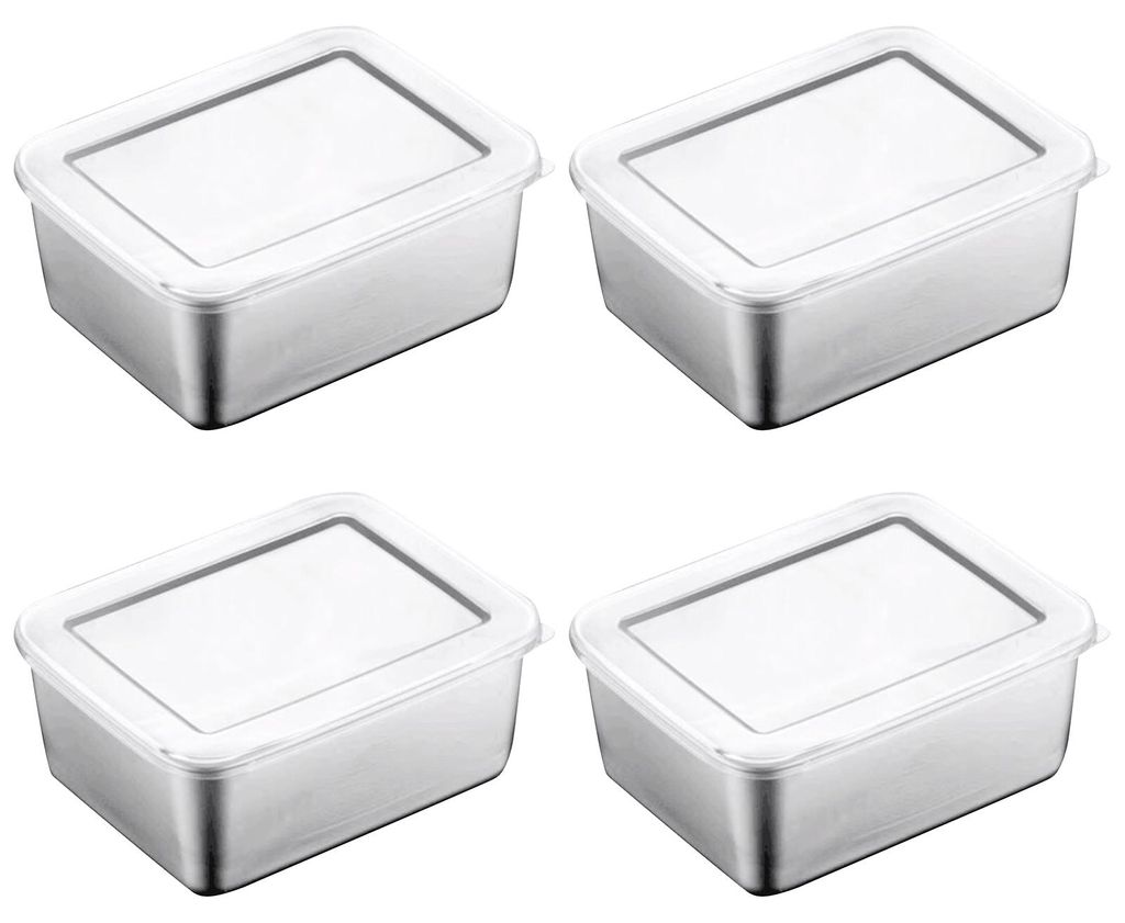 Edelstahl-Vorratsdosen, luftdicht, mit Deckel, stapelbar, Lunchbox für Camping, Picknicks, Schule