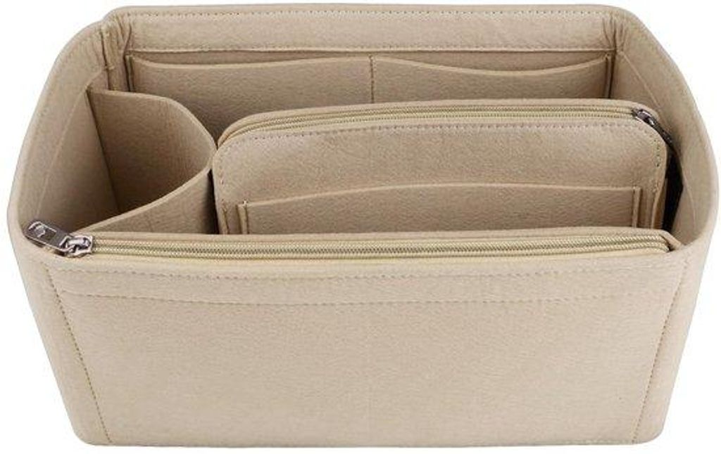 Kleine Beige Handtas Organizer mit Multi Taschen