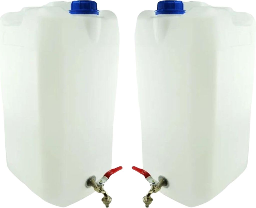 Wasserkanister 30l aus Kunststoff, Wassertank mit Hahn Set 2 Stück, Trinkwasserkanister, Reservekanister, für Haus, Garten, Auto, Camping usw.