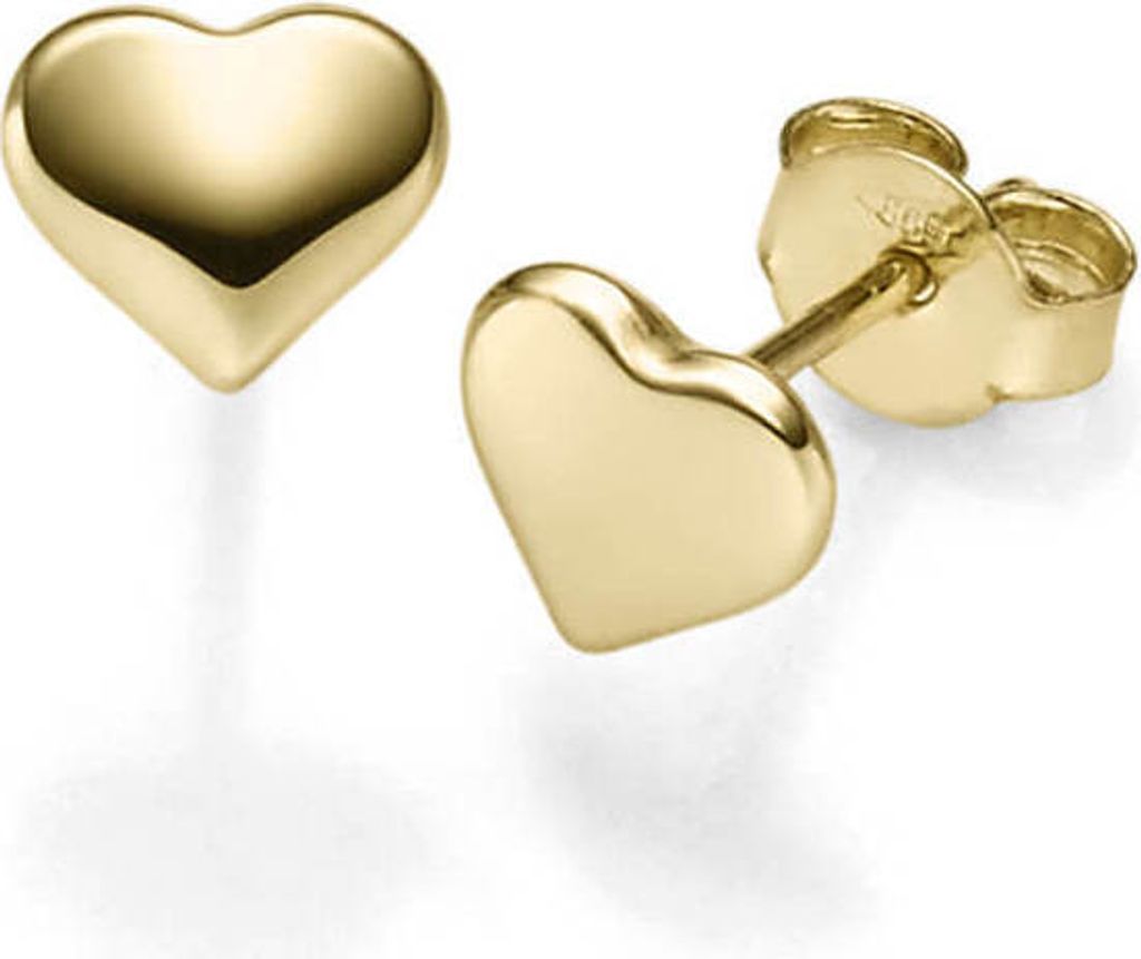 Paar Ohrringe Ohrstecker Herzen 7,2x6,2mm 585 Gold Gelbgold glänzend schlicht