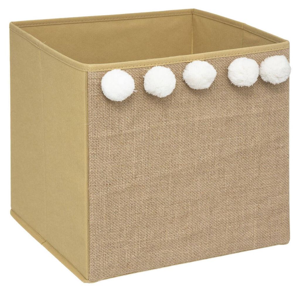 Jute-Faltschachtel mit Pompons POMPOME, braun Produktbild 