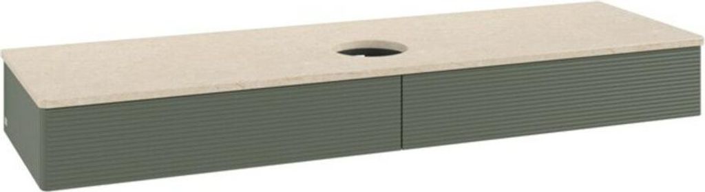 V&B Waschtischunterschrank mit Frontstruktur, mit Beleuchtung Antao 160x50cm, WBP botti., lea gre. m Lac