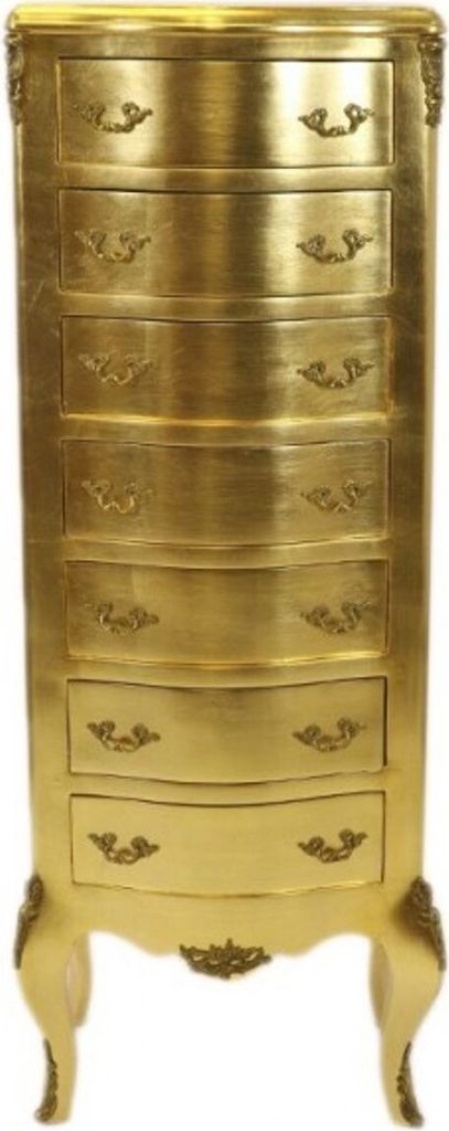 Casa Padrino Barock Kommode Gold mit 7 Schubladen 120 x 45x 35 cm - Antik Stil