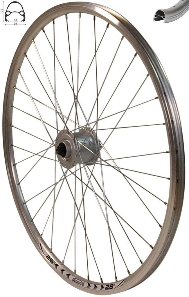 REDONDO 26 Zoll Vorderrad Felge Silber Shimano Nexus Produktbild