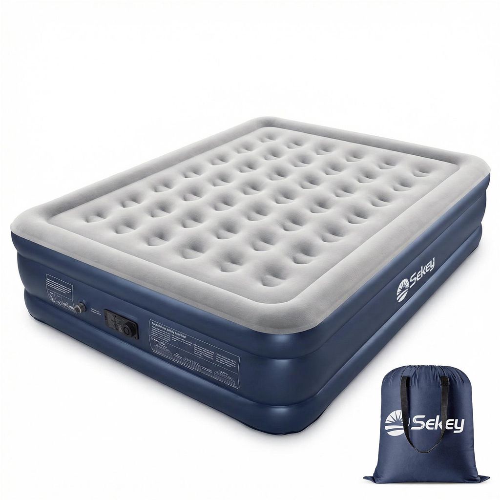 Sekey 203 x 152 x 46 cm Luftmatratze Selbstaufblasend Luftbett mit integrierter Pumpe für 2 Person