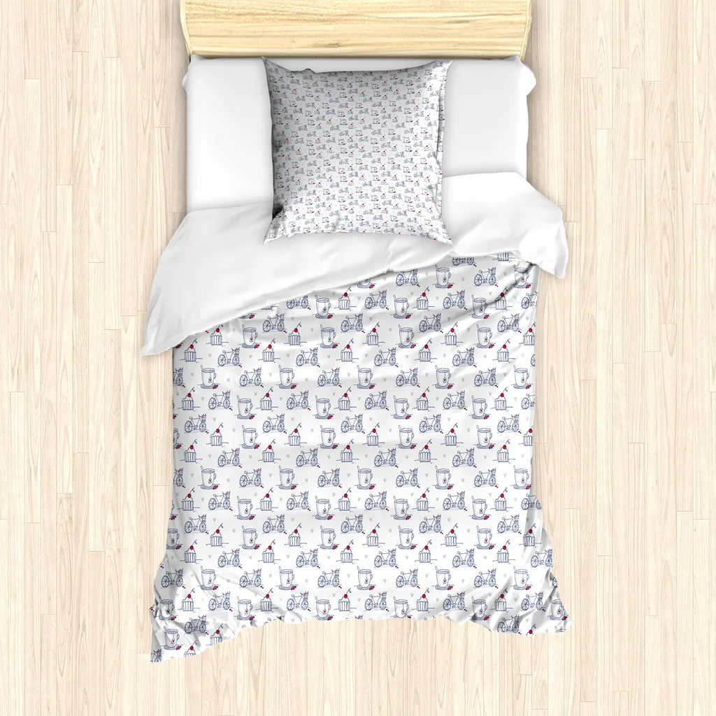 Duvet Cover Set ABAKUHAUS 135x200 Bicicletta Retrò - Style & Comfort