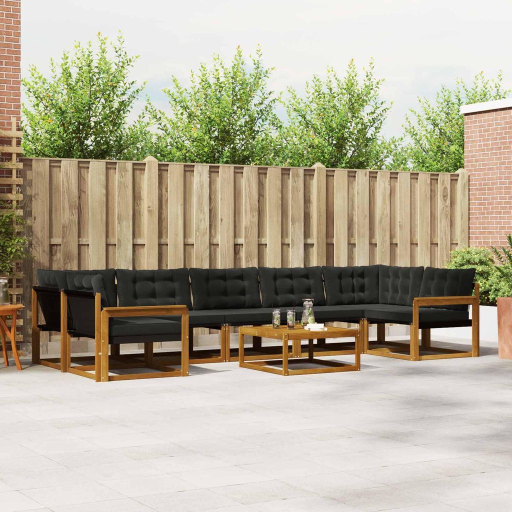 "Neues Produkt" Outdoor-Sofagarnitur ANTI-UV - CLORIS - mit Kissen - 8 pcs - Natürlich und Schwarz - Modern Gartensofas V701
