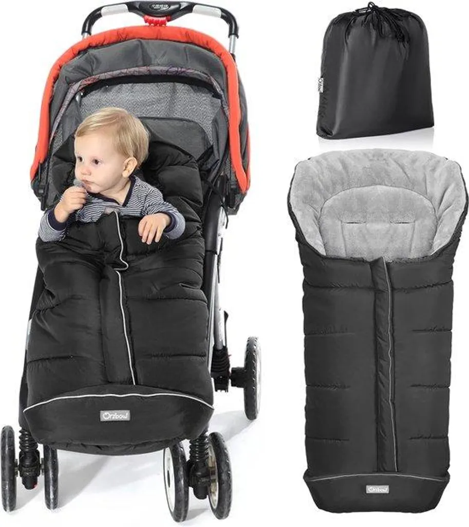 Chancelière universelle d'hiver noire grand format pour poussette bébé