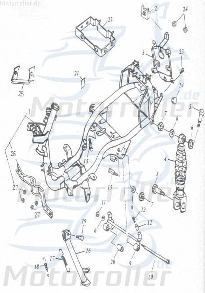 Adly Rahmen Super Sonic 50 Gestell Metallrahmen 50ccm 2Takt Motorroller.de Fahrgestell Rahmenteil Grundgerüst Fahrzeugrahmen Fahrzeuggestell Scooter