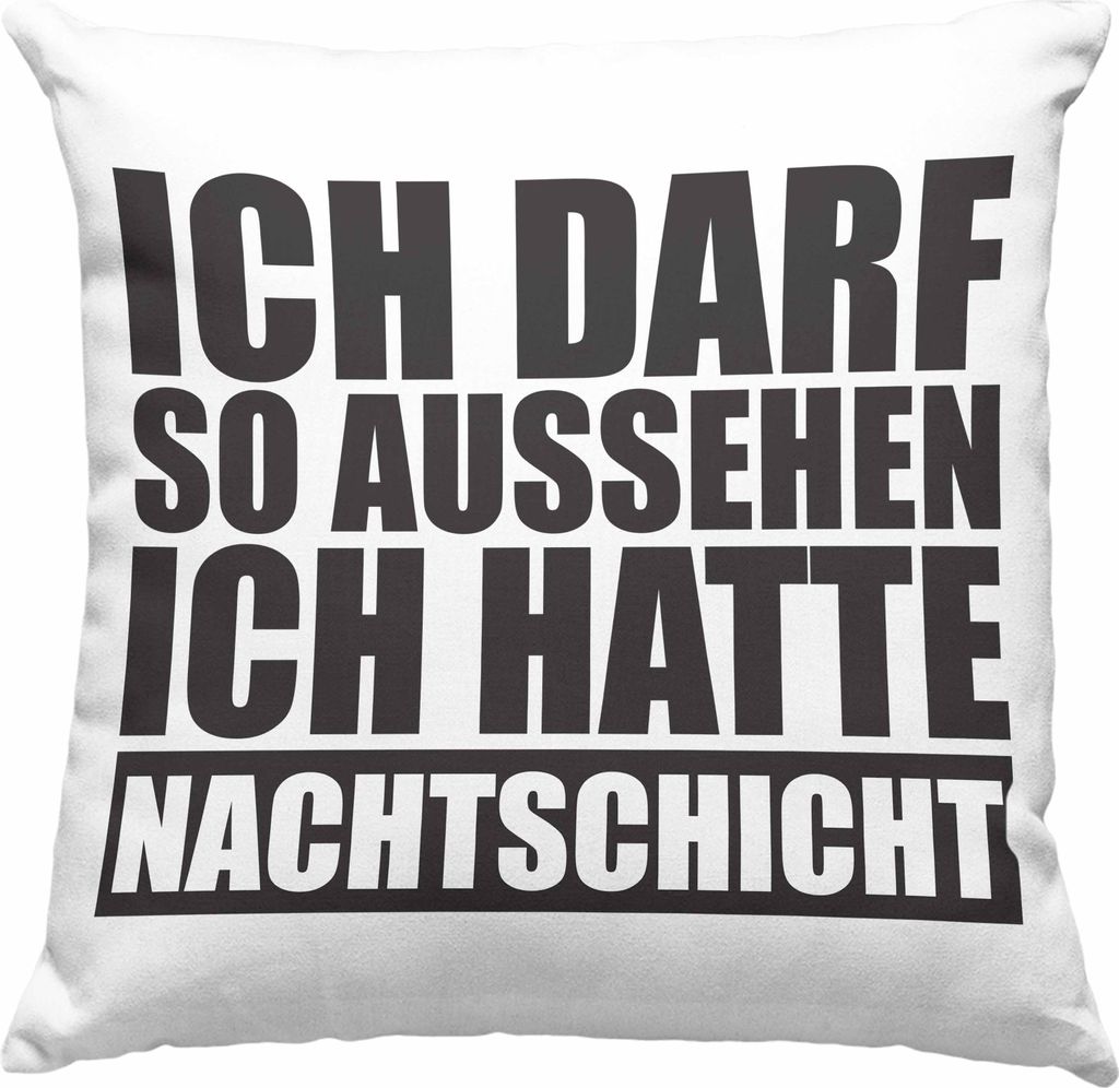 Trendation - Ich Darf So Aussehen Ich Hatte Nachtschicht Deko-Kissen mit Füllung 40x40 mit Spruch Geschenk Kollege (Rosa)