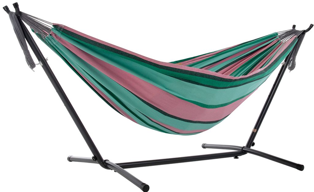 VIVERE Hängematte aus Baumwolle mit Gestell 250 cm – 200 kg Belastung - Wassermelone