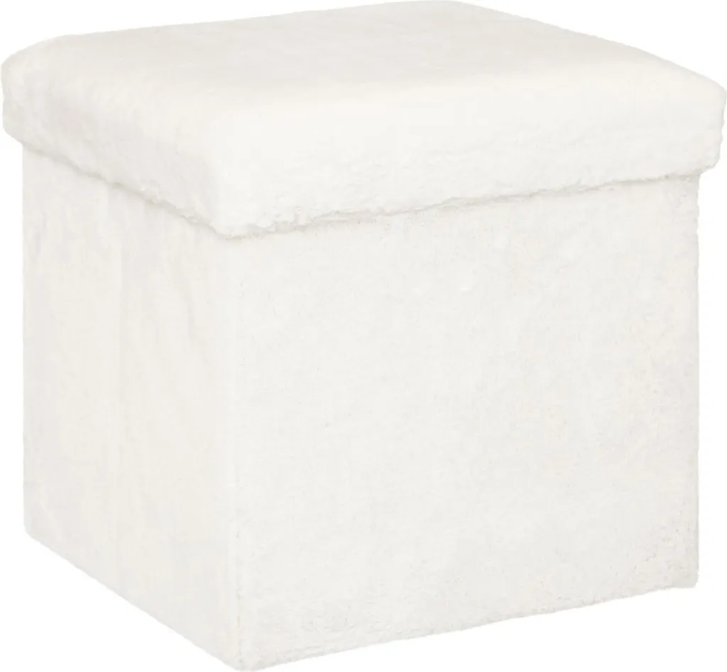 Pouf bois blanc pliable Ezzio Atmosphera - Assise gain de place chic