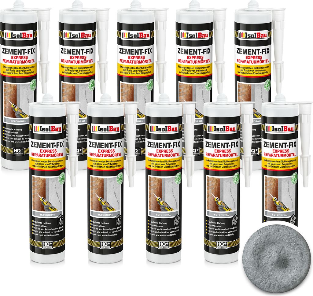 Isolbau Zement-Fix 10 x 300 ml Betongrau Express Produktbild 