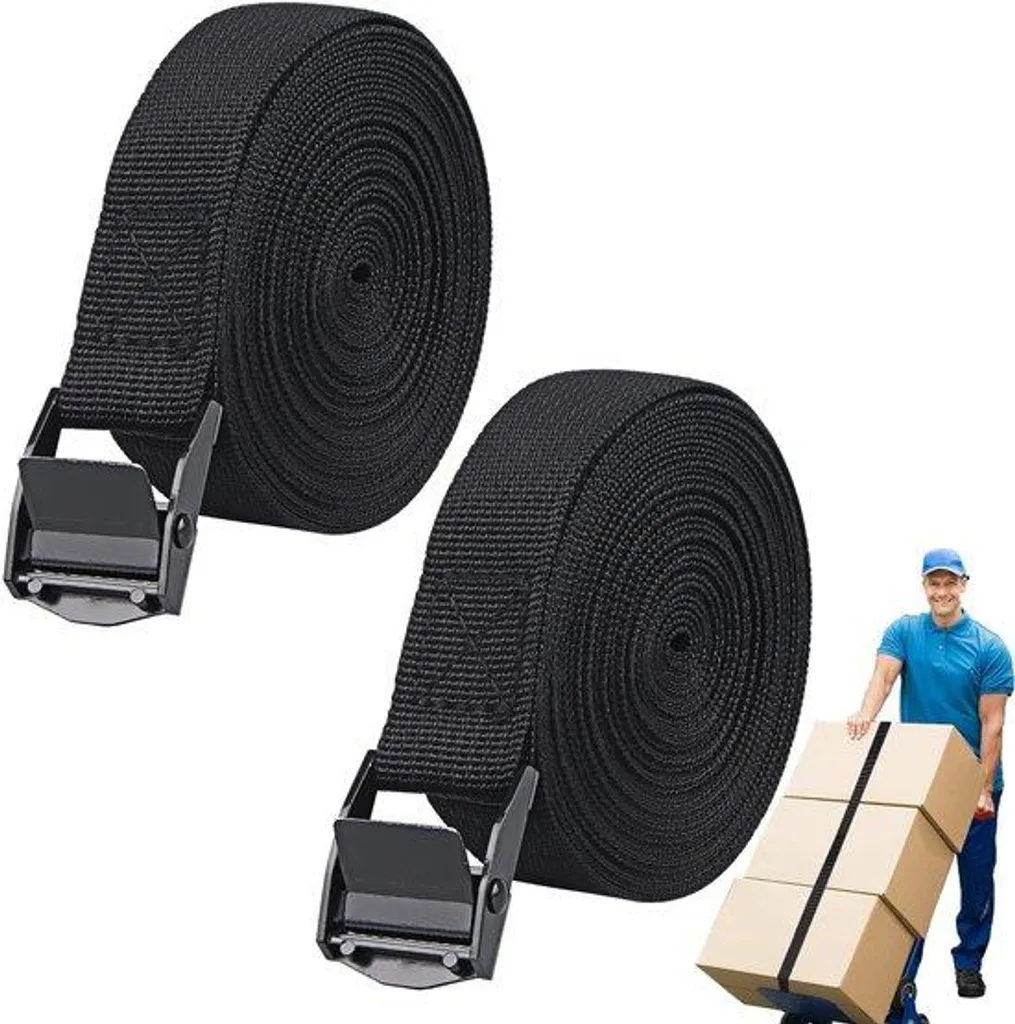 Jeu de 2 sangles de fixation moto 5m avec boucle métal haute résistance