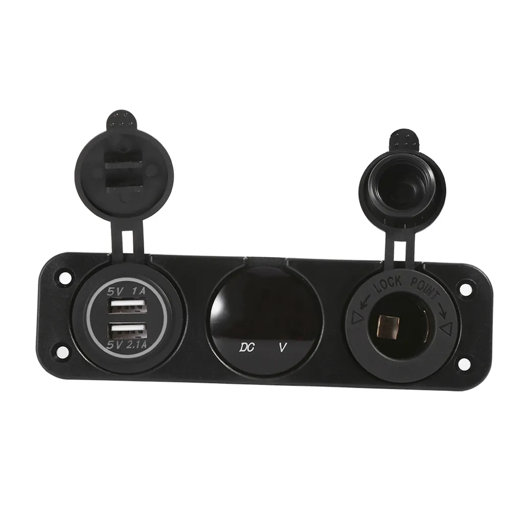 Pannello 3 Fori 12V con Doppia USB e Voltmetro per Camper e Barche - 4