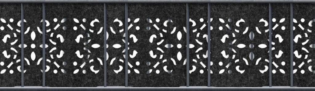 Doppelstab Sichtschutz zaun|zu Design-Vlies Streifen Nachbildung Ornament Zaunblende Schwarzgrau 2,6m