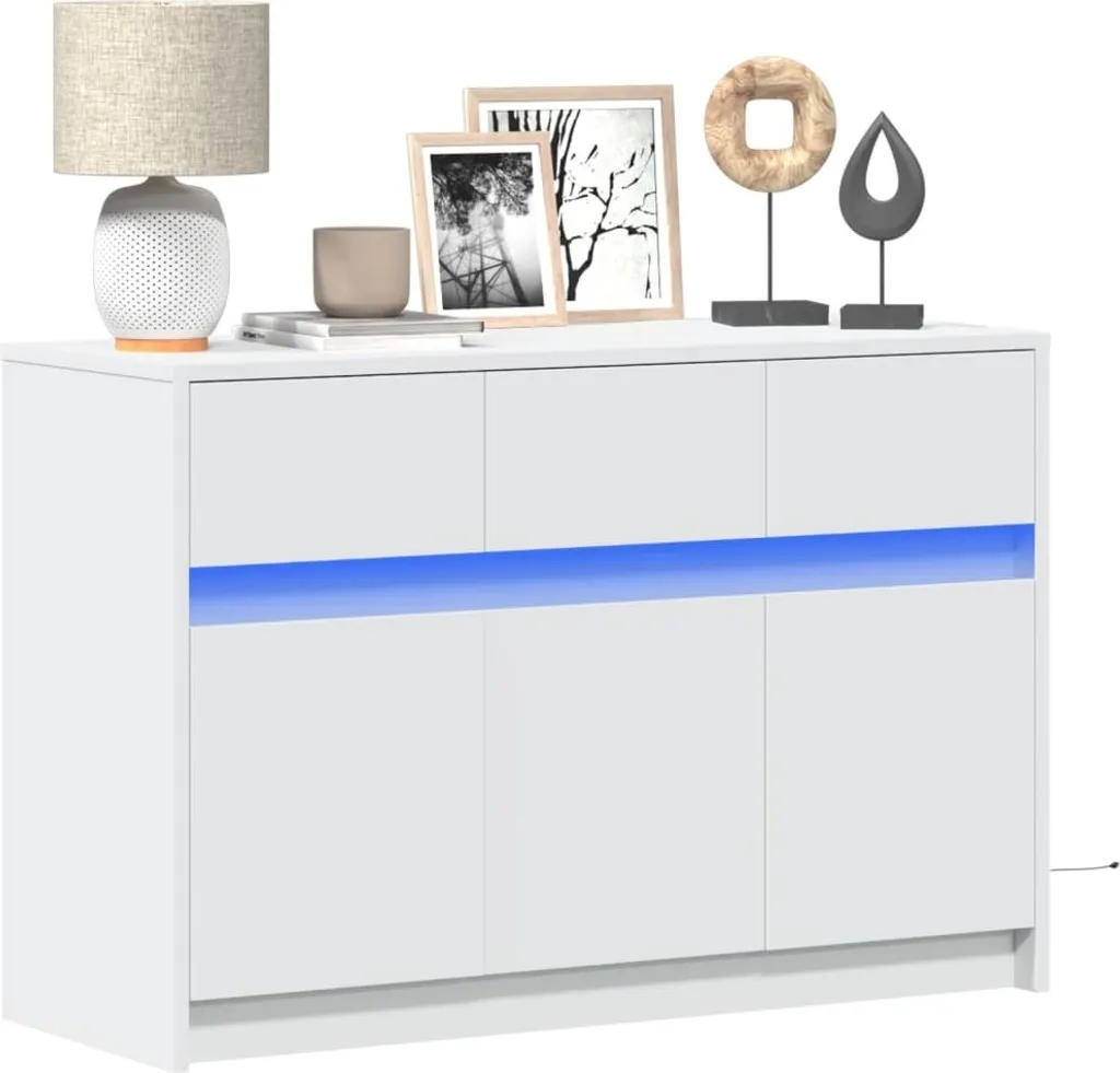 Mobile TV con illuminazione LED Bianco 91x34x61 cm Materiale a base di legno - Mobili TV 852180