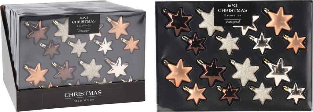 weihnachtsschmuck STAR (8x6cm/8x5cm) HN/GOLD mix (16Stk)