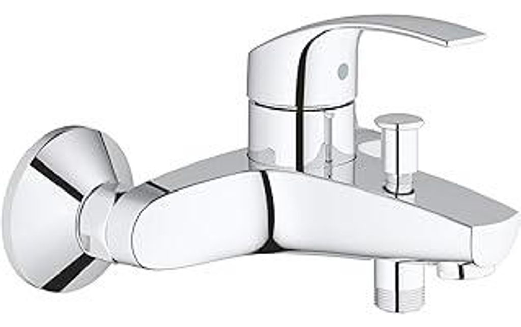 GROHE Eurosmart, Badewannenarmatur (Duscharmatur für die Badewanne, Mischbatterie mit automatischer Umstellung für Wanne/Brause, mit integriertem...